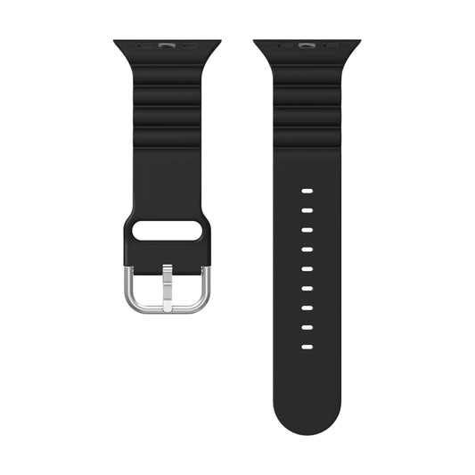 Business B Style Silicone Watch Band For Apple Watch Series 7 45mm / 6 & SE & 5 & 4 44mm / 3 & 2 & 1 42mm(Black) - Watch Bands by buy2fix | Online Shopping UK | buy2fix