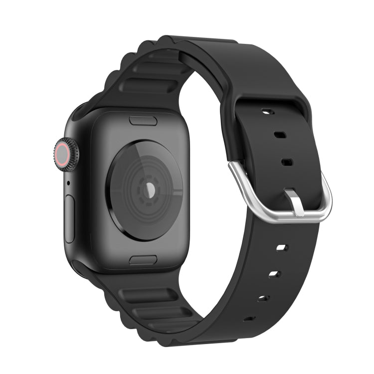 Business B Style Silicone Watch Band For Apple Watch Series 7 45mm / 6 & SE & 5 & 4 44mm / 3 & 2 & 1 42mm(Black) - Watch Bands by buy2fix | Online Shopping UK | buy2fix