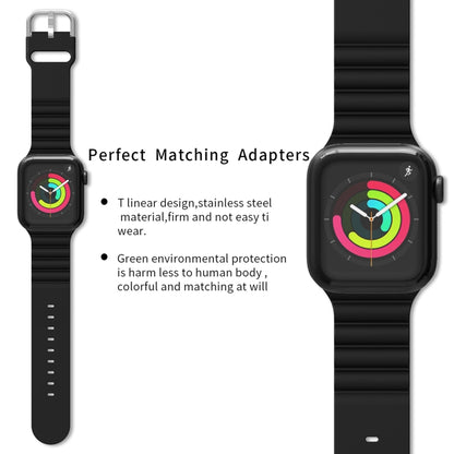 Business B Style Silicone Watch Band For Apple Watch Series 7 45mm / 6 & SE & 5 & 4 44mm / 3 & 2 & 1 42mm(Black) - Watch Bands by buy2fix | Online Shopping UK | buy2fix