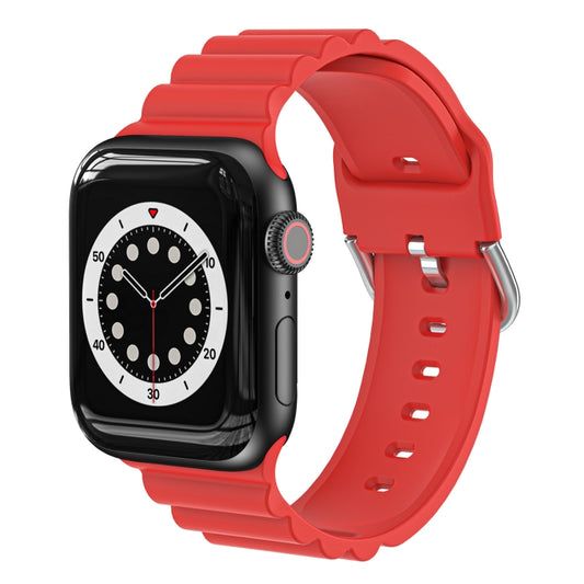 Business B Style Silicone Watch Band For Apple Watch Ultra 49mm&Watch Ultra 2 49mm / Series 9&8&7 45mm / SE 3&SE 2&6&SE&5&4 44mm / 3&2&1 42mm(Red) - Watch Bands by buy2fix | Online Shopping UK | buy2fix