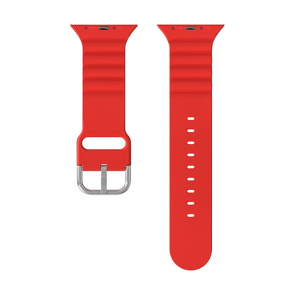Business B Style Silicone Watch Band For Apple Watch Ultra 49mm&Watch Ultra 2 49mm / Series 9&8&7 45mm / SE 3&SE 2&6&SE&5&4 44mm / 3&2&1 42mm(Red) - Watch Bands by buy2fix | Online Shopping UK | buy2fix