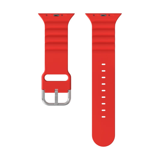 Business B Style Silicone Watch Band For Apple Watch Ultra 49mm&Watch Ultra 2 49mm / Series 9&8&7 45mm / SE 3&SE 2&6&SE&5&4 44mm / 3&2&1 42mm(Red) - Watch Bands by buy2fix | Online Shopping UK | buy2fix