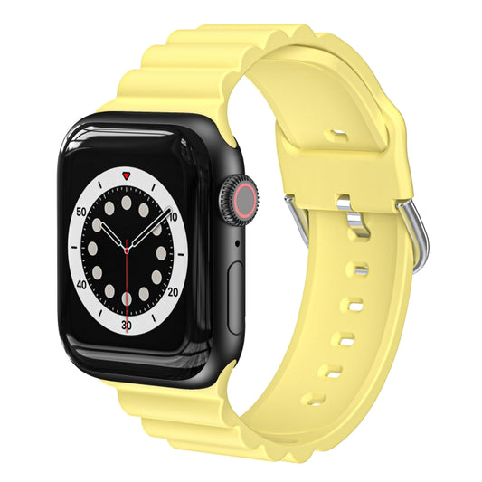 Business B Style Silicone Watch Band For Apple Watch Ultra 49mm&Watch Ultra 2 49mm / Series 9&8&7 45mm / SE 3&SE 2&6&SE&5&4 44mm / 3&2&1 42mm(Yellow) - Watch Bands by buy2fix | Online Shopping UK | buy2fix