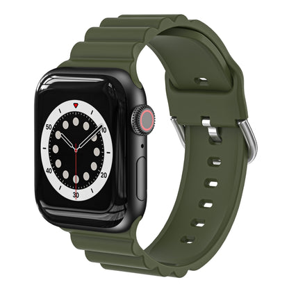 Business B Style Silicone Watch Band For Apple Watch Ultra 49mm&Watch Ultra 2 49mm / Series 9&8&7 45mm / SE 3&SE 2&6&SE&5&4 44mm / 3&2&1 42mm(Dark Green) - Watch Bands by buy2fix | Online Shopping UK | buy2fix