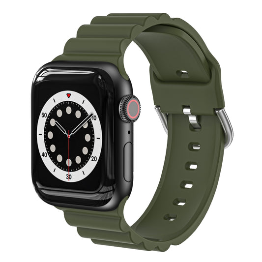 Business B Style Silicone Watch Band For Apple Watch Ultra 49mm&Watch Ultra 2 49mm / Series 9&8&7 45mm / SE 3&SE 2&6&SE&5&4 44mm / 3&2&1 42mm(Dark Green) - Watch Bands by buy2fix | Online Shopping UK | buy2fix