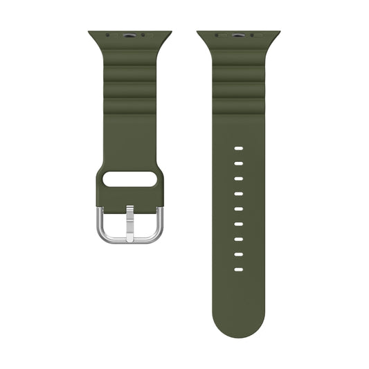 Business B Style Silicone Watch Band For Apple Watch Ultra 49mm&Watch Ultra 2 49mm / Series 9&8&7 45mm / SE 3&SE 2&6&SE&5&4 44mm / 3&2&1 42mm(Dark Green) - Watch Bands by buy2fix | Online Shopping UK | buy2fix