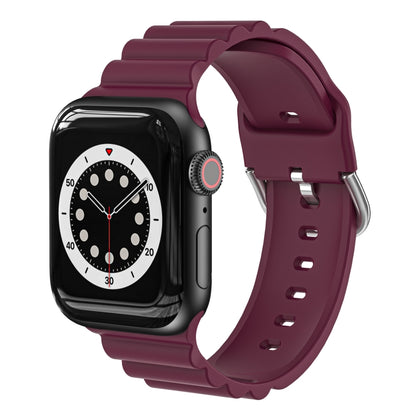 Business B Style Silicone Watch Band For Apple Watch Ultra 49mm&Watch Ultra 2 49mm / Series 9&8&7 45mm / SE 3&SE 2&6&SE&5&4 44mm / 3&2&1 42mm(Wine Red) - Watch Bands by buy2fix | Online Shopping UK | buy2fix