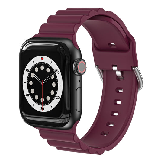 Business B Style Silicone Watch Band For Apple Watch Ultra 49mm&Watch Ultra 2 49mm / Series 9&8&7 45mm / SE 3&SE 2&6&SE&5&4 44mm / 3&2&1 42mm(Wine Red) - Watch Bands by buy2fix | Online Shopping UK | buy2fix