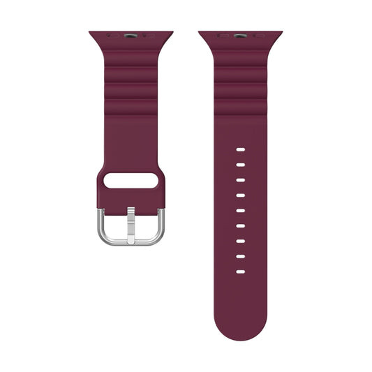 Business B Style Silicone Watch Band For Apple Watch Ultra 49mm&Watch Ultra 2 49mm / Series 9&8&7 45mm / SE 3&SE 2&6&SE&5&4 44mm / 3&2&1 42mm(Wine Red) - Watch Bands by buy2fix | Online Shopping UK | buy2fix