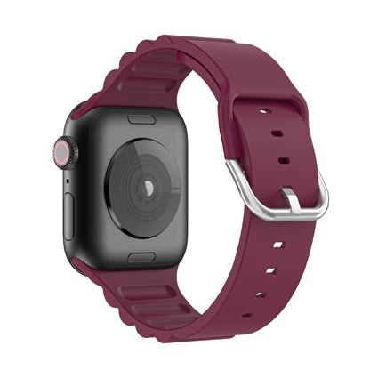 Business B Style Silicone Watch Band For Apple Watch Ultra 49mm&Watch Ultra 2 49mm / Series 9&8&7 45mm / SE 3&SE 2&6&SE&5&4 44mm / 3&2&1 42mm(Wine Red) - Watch Bands by buy2fix | Online Shopping UK | buy2fix