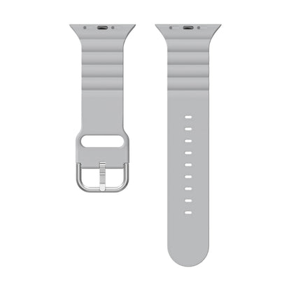 Business B Style Silicone Watch Band For Apple Watch Ultra 49mm&Watch Ultra 2 49mm / Series 9&8&7 45mm / SE 3&SE 2&6&SE&5&4 44mm / 3&2&1 42mm(Light Grey) - Watch Bands by buy2fix | Online Shopping UK | buy2fix
