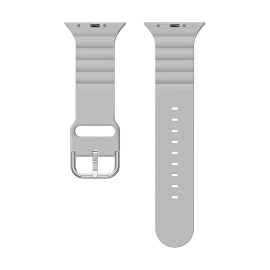 Business B Style Silicone Watch Band For Apple Watch Ultra 49mm&Watch Ultra 2 49mm / Series 9&8&7 45mm / SE 3&SE 2&6&SE&5&4 44mm / 3&2&1 42mm(Light Grey) - Watch Bands by buy2fix | Online Shopping UK | buy2fix