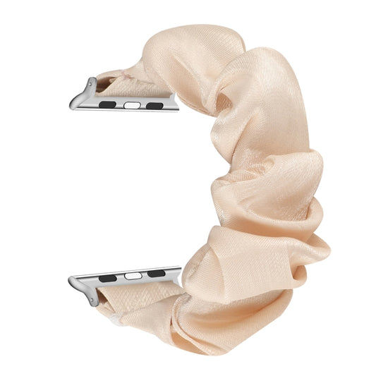 Shell Pattern Hair Ring Cloth Watch Band For Apple Watch Series 7 45mm / 6 & SE & 5 & 4 44mm / 3 & 2 & 1 42mm(Apricot) - Watch Bands by buy2fix | Online Shopping UK | buy2fix