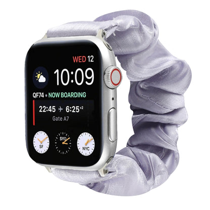 Shell Pattern Hair Ring Cloth Watch Band For Apple Watch Series 7 45mm / 6 & SE & 5 & 4 44mm / 3 & 2 & 1 42mm(Light Purple) - Watch Bands by buy2fix | Online Shopping UK | buy2fix