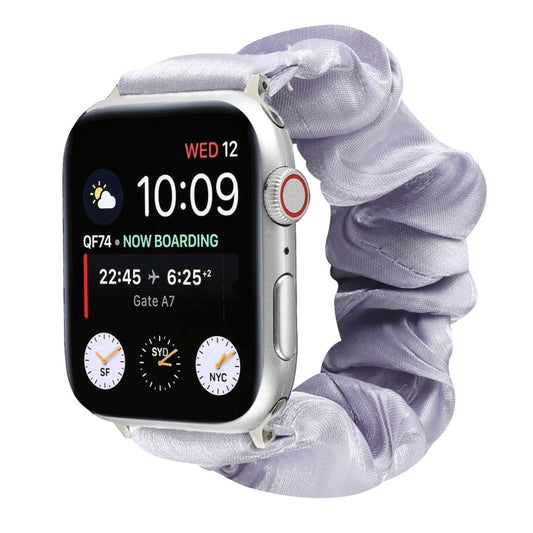 Shell Pattern Hair Ring Cloth Watch Band For Apple Watch Series 7 45mm / 6 & SE & 5 & 4 44mm / 3 & 2 & 1 42mm(Light Purple) - Watch Bands by buy2fix | Online Shopping UK | buy2fix