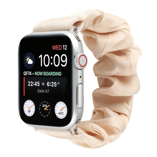Shell Pattern Hair Ring Cloth Watch Band For Apple Watch Series 7 41mm / 6 & SE & 5 & 4 40mm / 3 & 2 & 1 38mm(Apricot) - Watch Bands by buy2fix | Online Shopping UK | buy2fix