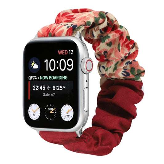 Butterfly Pattern Hair Ring Cloth Watch Band For Apple Watch Ultra 49mm&Watch Ultra 2 49mm / Series 9&8&7 45mm / SE 3&SE 2&6&SE&5&4 44mm / 3&2&1 42mm(A) - Watch Bands by buy2fix | Online Shopping UK | buy2fix