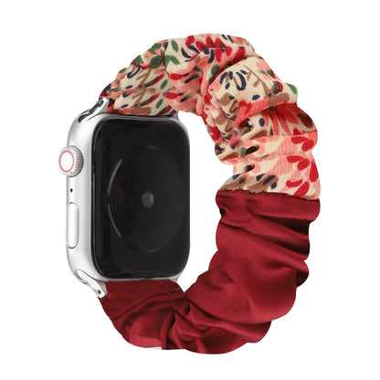 Butterfly Pattern Hair Ring Cloth Watch Band For Apple Watch Ultra 49mm&Watch Ultra 2 49mm / Series 9&8&7 45mm / SE 3&SE 2&6&SE&5&4 44mm / 3&2&1 42mm(A) - Watch Bands by buy2fix | Online Shopping UK | buy2fix