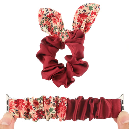 Butterfly Pattern Hair Ring Cloth Watch Band For Apple Watch Ultra 49mm&Watch Ultra 2 49mm / Series 9&8&7 45mm / SE 3&SE 2&6&SE&5&4 44mm / 3&2&1 42mm(A) - Watch Bands by buy2fix | Online Shopping UK | buy2fix