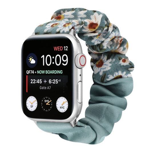 Butterfly Pattern Hair Ring Cloth Watch Band For Apple Watch Ultra 49mm&Watch Ultra 2 49mm / Series 9&8&7 45mm / SE 3&SE 2&6&SE&5&4 44mm / 3&2&1 42mm(D) - Watch Bands by buy2fix | Online Shopping UK | buy2fix