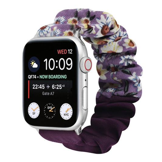 Butterfly Pattern Hair Ring Cloth Watch Band For Apple Watch Ultra 49mm&Watch Ultra 2 49mm / Series 9&8&7 45mm / SE 3&SE 2&6&SE&5&4 44mm / 3&2&1 42mm(F) - Watch Bands by buy2fix | Online Shopping UK | buy2fix
