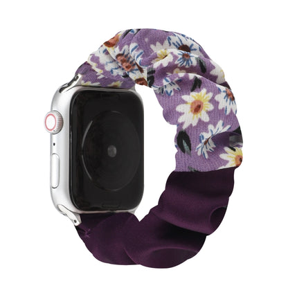 Butterfly Pattern Hair Ring Cloth Watch Band For Apple Watch Ultra 49mm&Watch Ultra 2 49mm / Series 9&8&7 45mm / SE 3&SE 2&6&SE&5&4 44mm / 3&2&1 42mm(F) - Watch Bands by buy2fix | Online Shopping UK | buy2fix