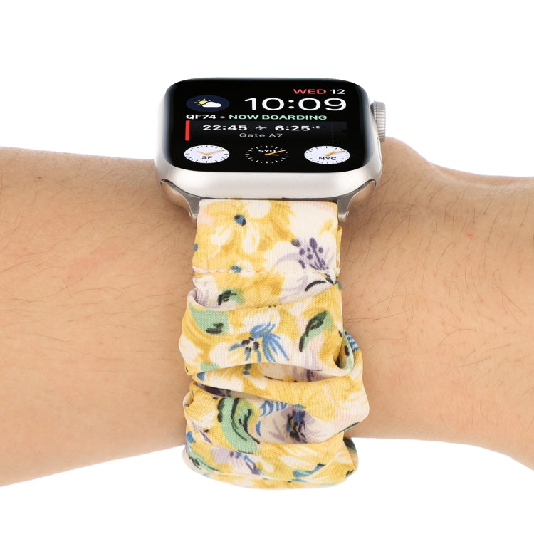 Butterfly Pattern Hair Ring Cloth Watch Band For Apple Watch Ultra 49mm&Watch Ultra 2 49mm / Series 9&8&7 45mm / SE 3&SE 2&6&SE&5&4 44mm / 3&2&1 42mm(K) by buy2fix