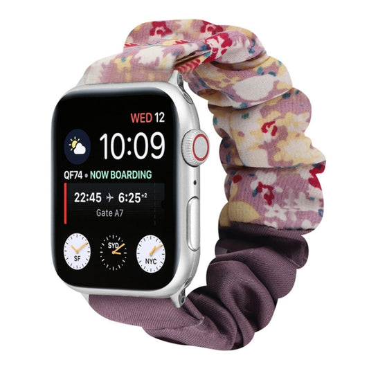 Butterfly Pattern Hair Ring Cloth Watch Band For Apple Watch Ultra 49mm&Watch Ultra 2 49mm / Series 9&8&7 45mm / SE 3&SE 2&6&SE&5&4 44mm / 3&2&1 42mm(L) by buy2fix