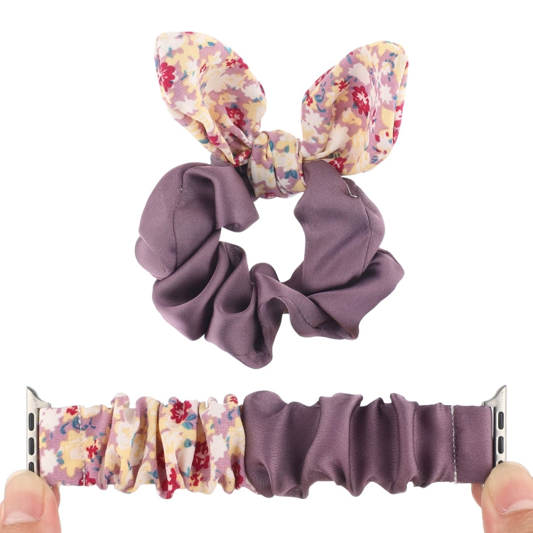 Butterfly Pattern Hair Ring Cloth Watch Band For Apple Watch Ultra 49mm&Watch Ultra 2 49mm / Series 9&8&7 45mm / SE 3&SE 2&6&SE&5&4 44mm / 3&2&1 42mm(L) by buy2fix