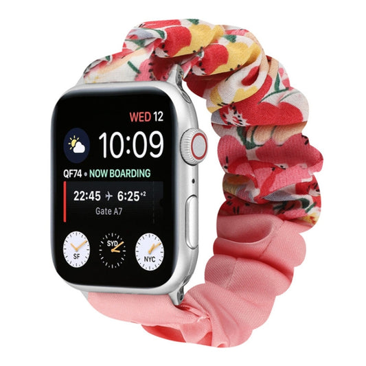 Butterfly Pattern Hair Ring Cloth Watch Band For Apple Watch Ultra 49mm&Watch Ultra 2 49mm / Series 9&8&7 45mm / SE 3&SE 2&6&SE&5&4 44mm / 3&2&1 42mm(N) by buy2fix