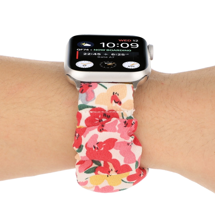 Butterfly Pattern Hair Ring Cloth Watch Band For Apple Watch Ultra 49mm&Watch Ultra 2 49mm / Series 9&8&7 45mm / SE 3&SE 2&6&SE&5&4 44mm / 3&2&1 42mm(N) by buy2fix