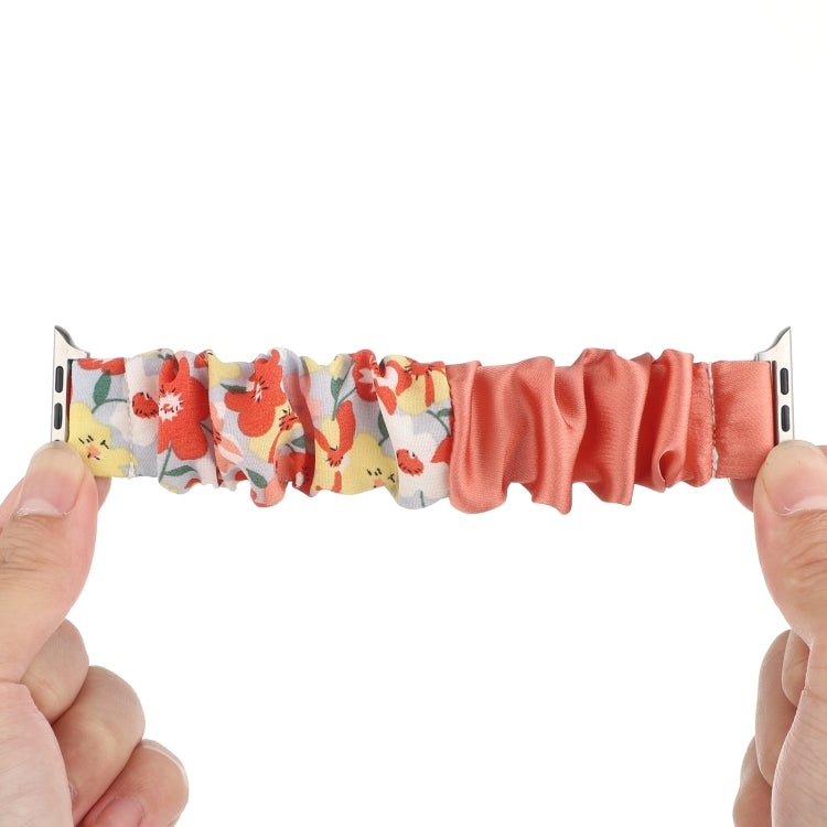 Butterfly Pattern Hair Ring Cloth Watch Band For Apple Watch Ultra 49mm&Watch Ultra 2 49mm / Series 9&8&7 45mm / SE 3&SE 2&6&SE&5&4 44mm / 3&2&1 42mm(O) by buy2fix