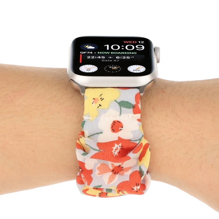 Butterfly Pattern Hair Ring Cloth Watch Band For Apple Watch Ultra 49mm&Watch Ultra 2 49mm / Series 9&8&7 45mm / SE 3&SE 2&6&SE&5&4 44mm / 3&2&1 42mm(O) by buy2fix