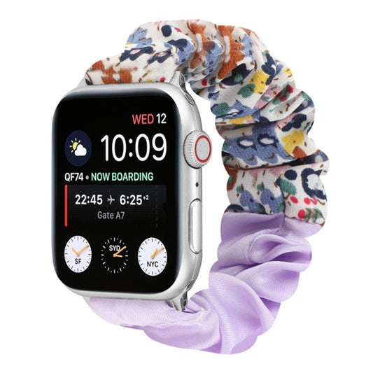 Butterfly Pattern Hair Ring Cloth Watch Band For Apple Watch Ultra 49mm&Watch Ultra 2 49mm / Series 9&8&7 45mm / SE 3&SE 2&6&SE&5&4 44mm / 3&2&1 42mm(R) by buy2fix
