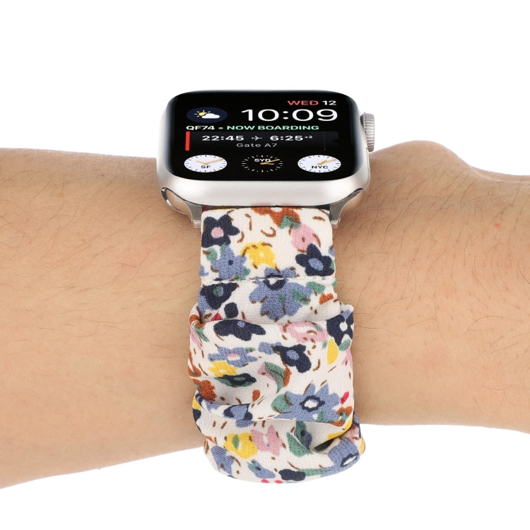 Butterfly Pattern Hair Ring Cloth Watch Band For Apple Watch Ultra 49mm&Watch Ultra 2 49mm / Series 9&8&7 45mm / SE 3&SE 2&6&SE&5&4 44mm / 3&2&1 42mm(R) by buy2fix