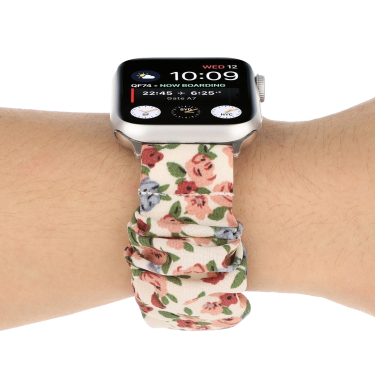 Butterfly Pattern Hair Ring Cloth Watch Band For Apple Watch Ultra 49mm&Watch Ultra 2 49mm / Series 9&8&7 45mm / SE 3&SE 2&6&SE&5&4 44mm / 3&2&1 42mm(S) by buy2fix