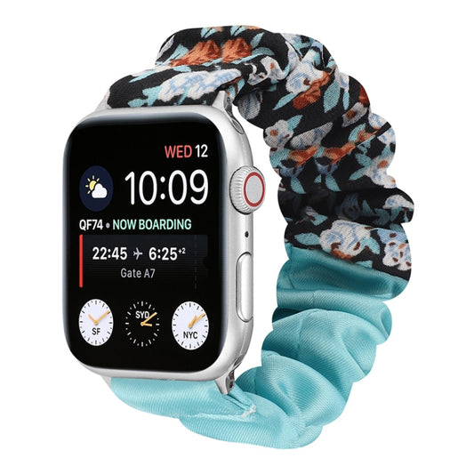 Butterfly Pattern Hair Ring Cloth Watch Band For Apple Watch Series 9&8&7 41mm / SE 3&SE 2&6&SE&5&4 40mm / 3&2&1 38mm(J) by buy2fix