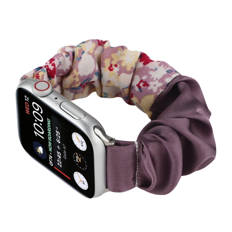 Butterfly Pattern Hair Ring Cloth Watch Band For Apple Watch Series 9&8&7 41mm / SE 3&SE 2&6&SE&5&4 40mm / 3&2&1 38mm(L) by buy2fix