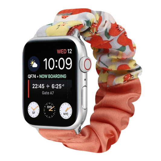 Butterfly Pattern Hair Ring Cloth Watch Band For Apple Watch Series 9&8&7 41mm / SE 3&SE 2&6&SE&5&4 40mm / 3&2&1 38mm(O) by buy2fix