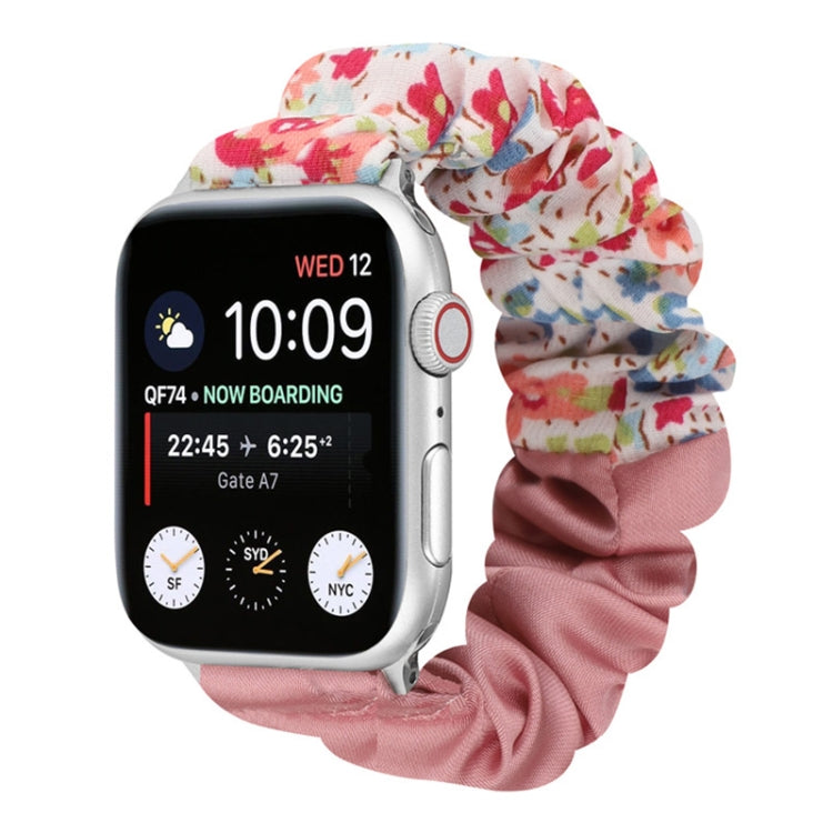Butterfly Pattern Hair Ring Cloth Watch Band For Apple Watch Series 9&8&7 41mm / SE 3&SE 2&6&SE&5&4 40mm / 3&2&1 38mm(Q) by buy2fix