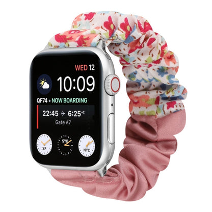 Butterfly Pattern Hair Ring Cloth Watch Band For Apple Watch Series 9&8&7 41mm / SE 3&SE 2&6&SE&5&4 40mm / 3&2&1 38mm(Q) by buy2fix