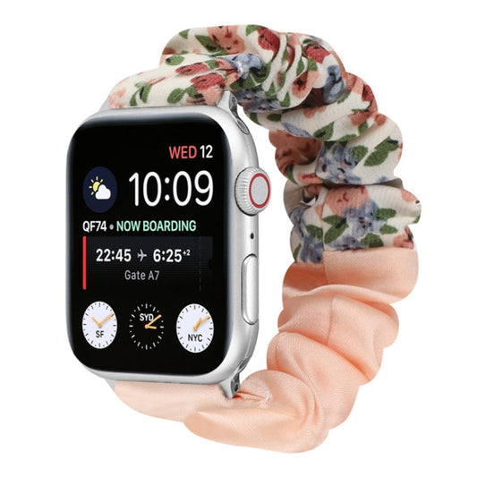 Butterfly Pattern Hair Ring Cloth Watch Band For Apple Watch Series 9&8&7 41mm / SE 3&SE 2&6&SE&5&4 40mm / 3&2&1 38mm(S) by buy2fix