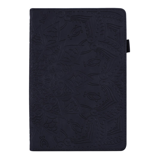 For Amazon Fire HD 10 2023 / 10 Plus (2021) Calf Pattern Double Folding Design Embossed Leather Case with Holder & Card Slots & Pen Slot & Elastic Band(Black) - Amazon by buy2fix | Online Shopping UK | buy2fix