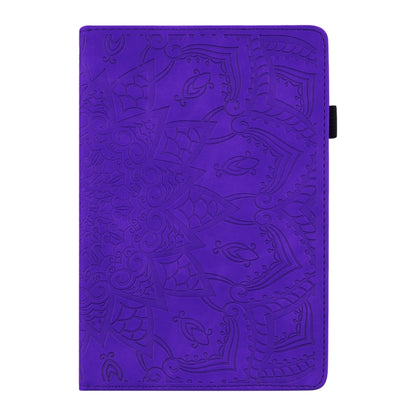 For Amazon Fire HD 10 2023 / 10 Plus (2021) Calf Pattern Double Folding Design Embossed Leather Case with Holder & Card Slots & Pen Slot & Elastic Band(Purple) - Amazon by buy2fix | Online Shopping UK | buy2fix