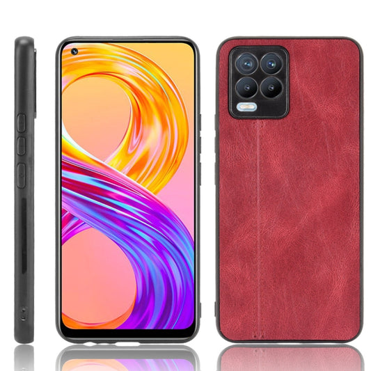 For OPPO Realme 8 4G / Realme 8 Pro Shockproof Sewing Cow Pattern Skin PC + PU + TPU Case(Red) - Realme Cases by buy2fix | Online Shopping UK | buy2fix