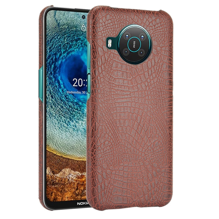 For Nokia X10 / X20 Shockproof Crocodile Texture PC + PU Case(Brown) by buy2fix