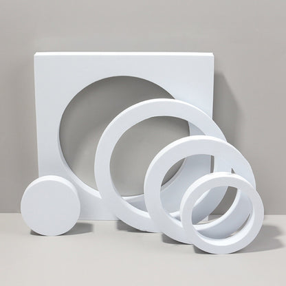 Round Combo Kits Geometric Cube Solid Color Photography Photo Background Table Shooting Foam Props(White) - Geometric Props by buy2fix | Online Shopping UK | buy2fix