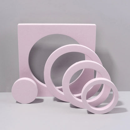 Round Combo Kits Geometric Cube Solid Color Photography Photo Background Table Shooting Foam Props (Pink) by buy2fix