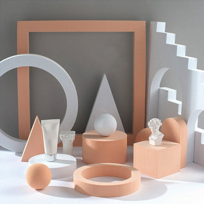Round Combo Kits Geometric Cube Solid Color Photography Photo Background Table Shooting Foam Props(Flesh Color) - Geometric Props by buy2fix | Online Shopping UK | buy2fix