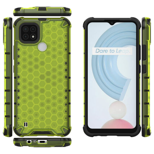 For OPPO Realme C21 Shockproof Honeycomb PC + TPU Case(Green) - Realme Cases by buy2fix | Online Shopping UK | buy2fix